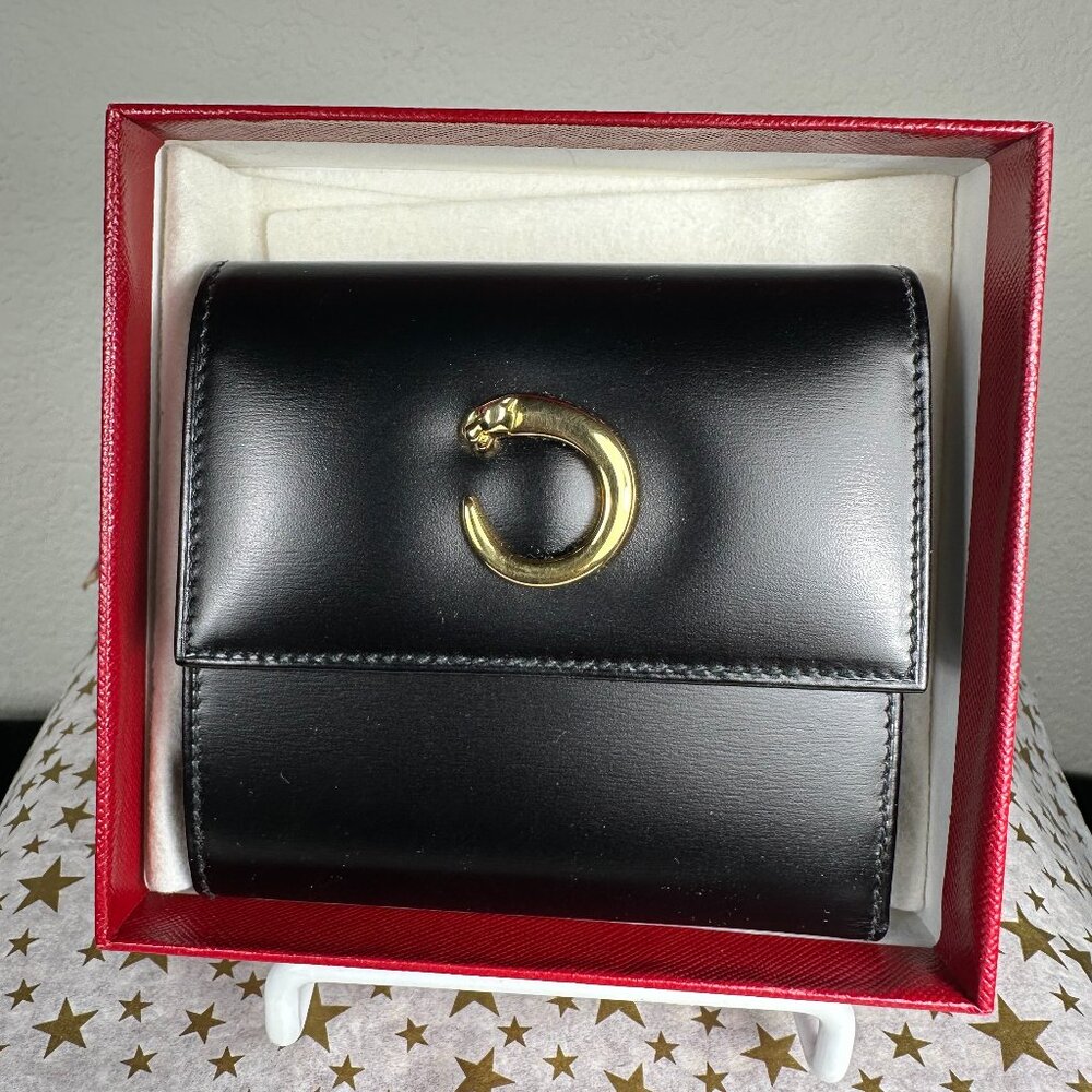 NEW Cartier Black Leather Panthere de Cartier Wallet